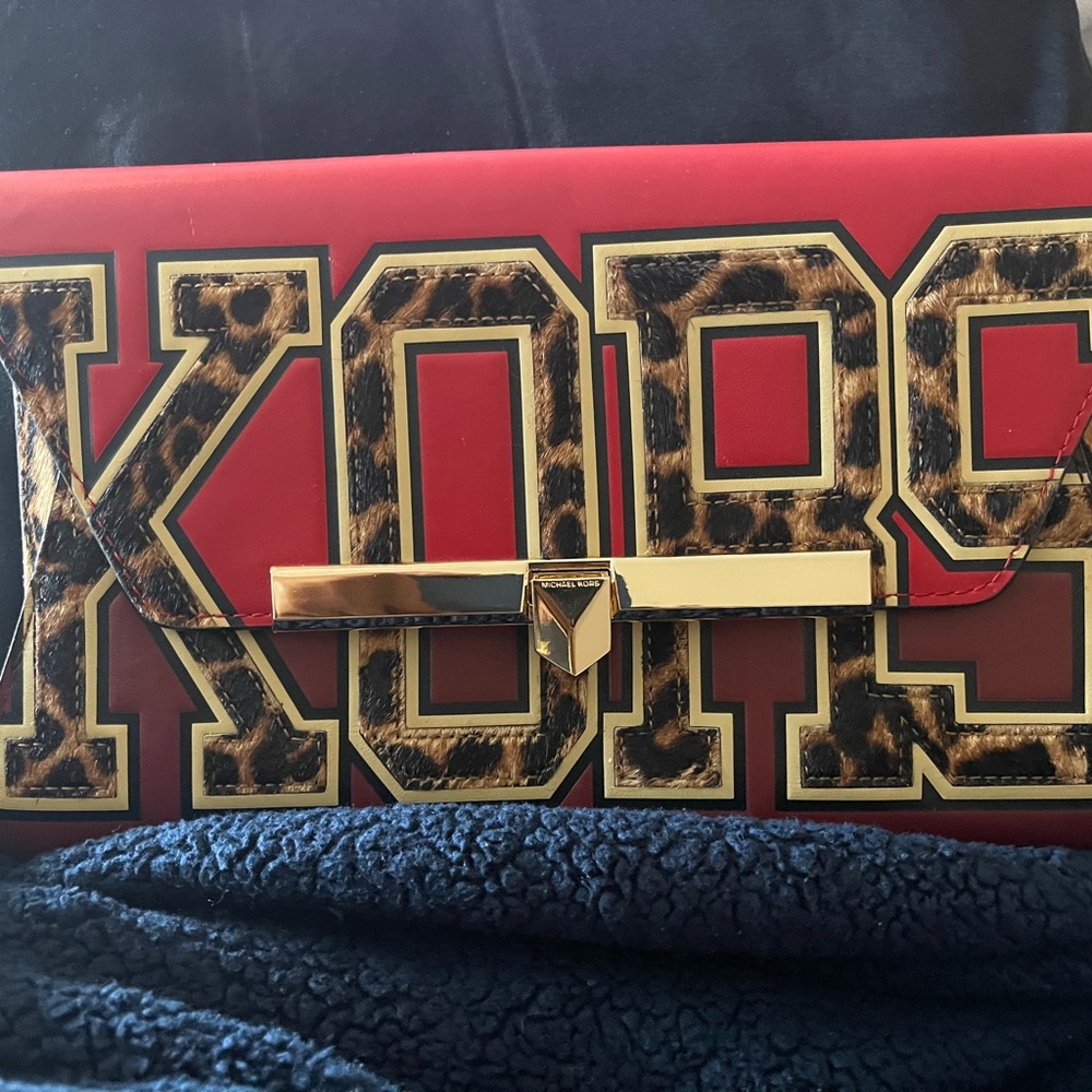 Michael Kors Red/Leopard Clutch